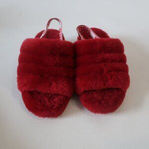 Womens UGG Fluff Yeah Slide Red Slippers S/N 1095119 Sz 5